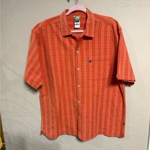 The North Face Men's Orange Plaid Button Down Shirt